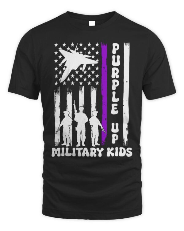 Purple Up for Military Kids Usa Flag Military Child Month T-Shirt