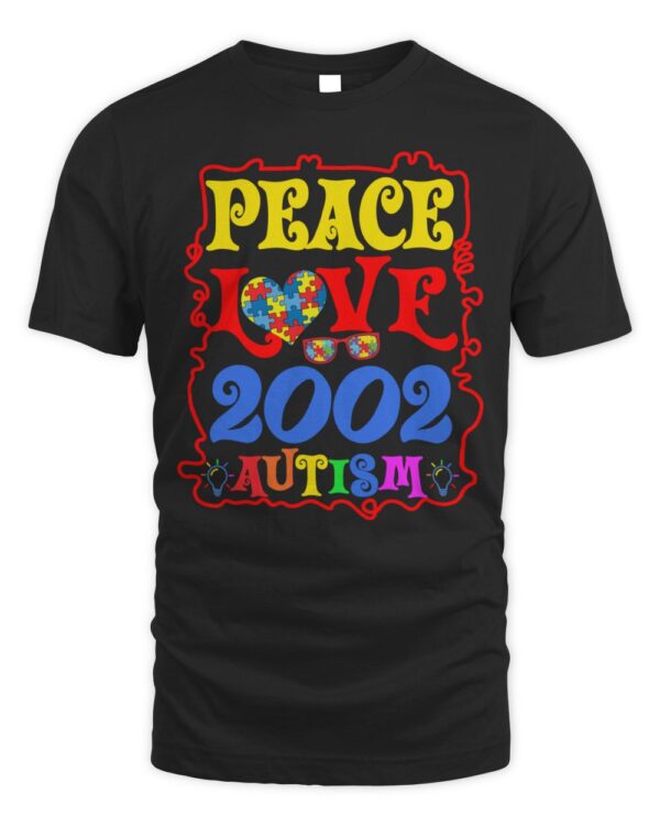 Peace Love 2002 Autism 2002 22nd Birthday Autism Awareness T-Shirt