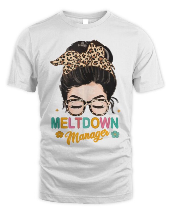 Mama Meltdown Manager After School Daycare Messy Bun Funny Tank Top