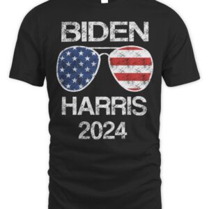Biden Harris 2024 Vintage American Flag Sunglasses T-Shirt