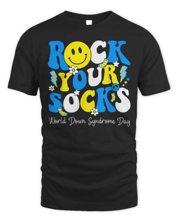 Groovy Rock Your Socks World Down Syndrome Awareness Day Kid T-Shirt