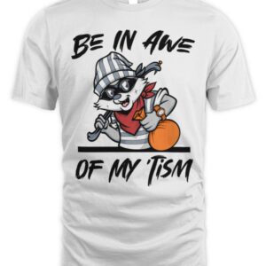 Be In Awe Of My ‘Tism, Funny Raccoon and quote men woman T-Shirt