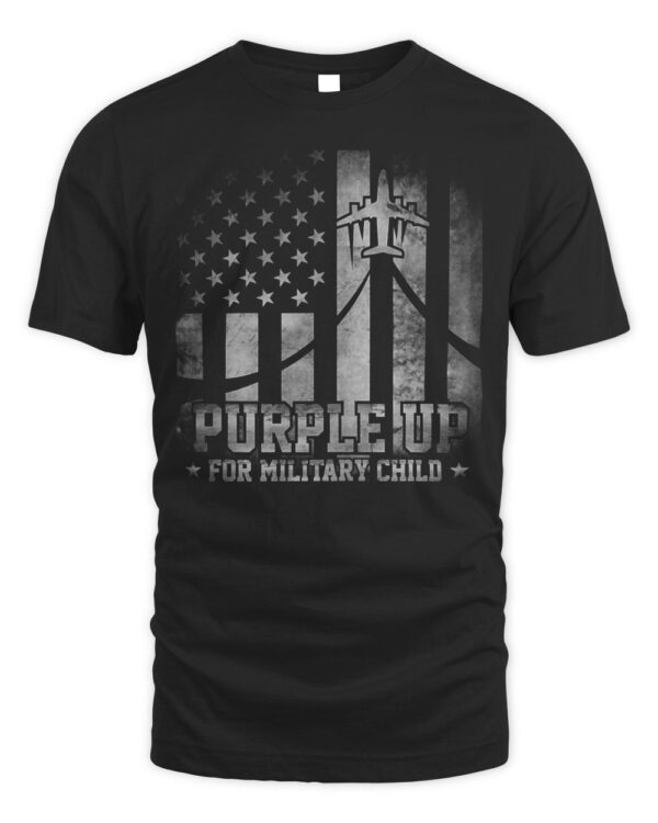 I Purple Up Month of Military Child Kids US Flag T-Shirt