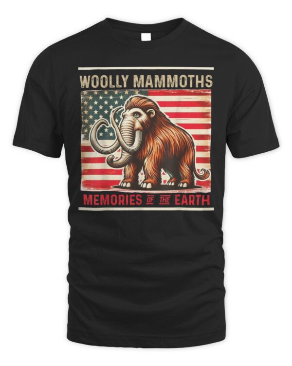 Ancient elephant woolly mammoth vintage with flags American T-Shirt